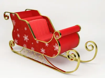 Santa Claus Sled - Christmas Sled -  3D model