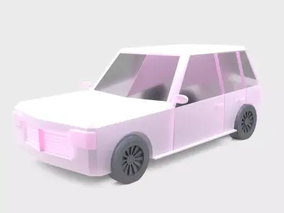 Low Poly White SUV Car Stylized 3D Model Low-poly 3D model