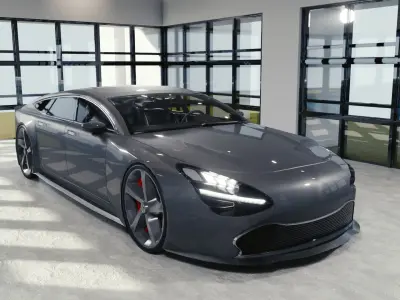 BLENDER EEVEE Brandless Extended Wheelbase 4 door coupe Low-poly 3D model