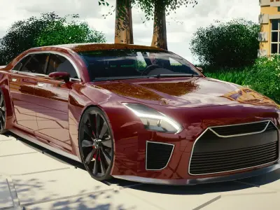 Generic Mid Size 4 Door Sedan With Sport Package Low-poly 3D model