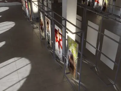 Game ready Exhibition room Low-poly 3D model