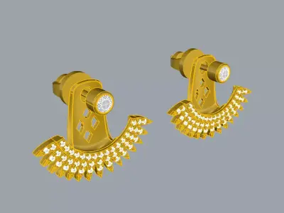 Elegant Earrings Jewelry Gold 3D print model