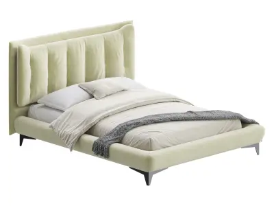 Eden Suede Fabric Upholstered Modern Bed 3D model