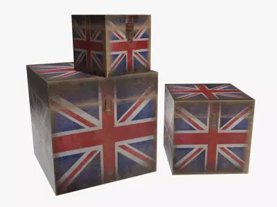 Wooden box trunk decor lock 3D model