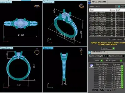 Luxury Double Pave Solitaire Diamond Ring CAD Design STL 3D print model