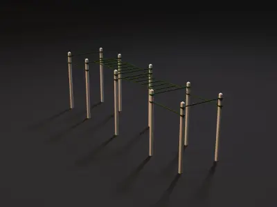 Workout 3 wooden obstacle course 3D model