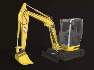 Mini Excavator Low-poly 3D model