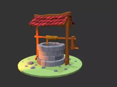 Stylized Water Well - Low Poly Free low-poly 3D model