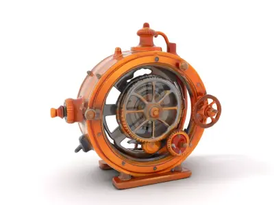 Steampunk Gear Clock model pack Low-poly 3D model