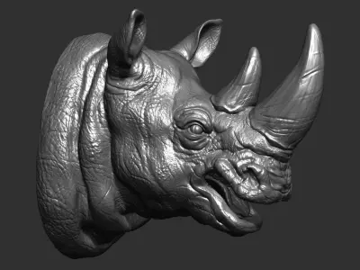 Rhinoceros angry head 3D print model