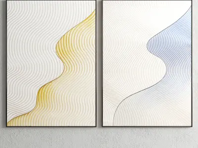 Plaster Two Photo Frame E-21 Low-poly 3D model