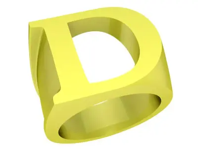 Luxury Initial Letter D Signet Ring 3D Model 4067 3D print model