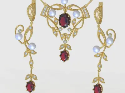 Earring and Pendant Set 3D printable model 0088 3D Model Pack