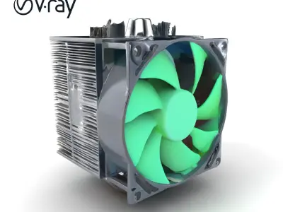 Adaptive CPU Cooler Model Pack with Minimalistic Fan Design Low-poly 3D model