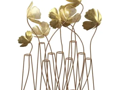 Gold Metal Flower Sculpture 3D model purchase