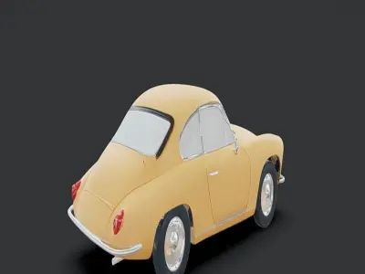 classic orange two-door coupe car 3D model