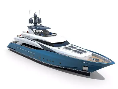 Luxury Ocean Blue Sport Yacht 3D Model 3D model