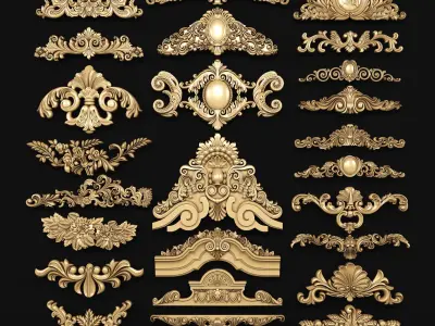 decorative ornate gold logo 3D model