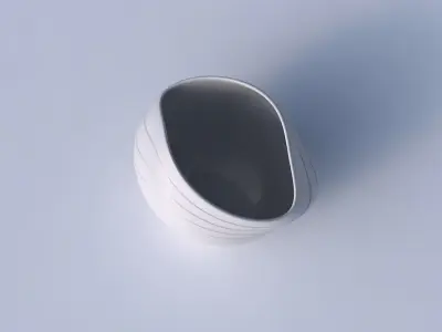 Bowl compressed and twisted with smooth horizontal dents 3D print model