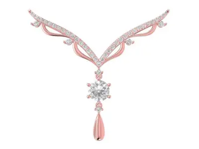 Elegant V Shape Diamond Necklace for Women  1984 3D print model