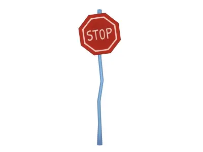 Stop Sign - Hand Painted Free 3D model