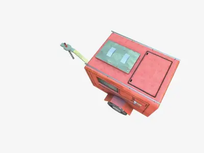 low poly fire truck trailer Low-poly 3D model