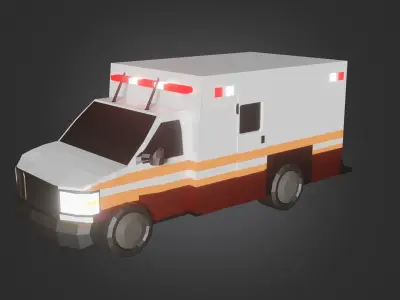 ambulance GM C D R-90  low-poly car Low-poly 3D model