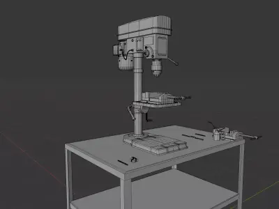 Industrial Milling Machine  Low Poly PBR Game Ready 3D Model Low-poly 3D model