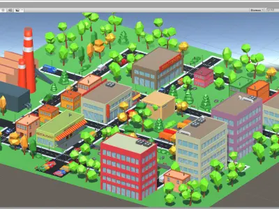 Cartoon Town pack Low-poly 3D model