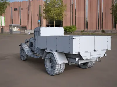  gaz-aa vintage van vehicle truck 3D model