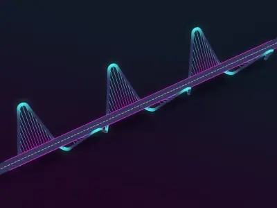 Neon Bridges Low-poly 3D model