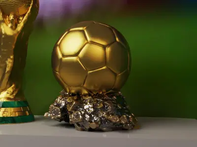 Football Trophy Ball Set   World Cup Style Award Low-poly 3D model