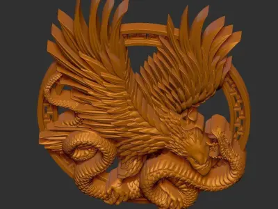 eagle fighting snake 3D print model