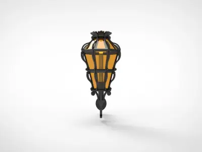 lantern X wrought iron wall lamp 3D model