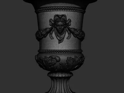 Decorated urn with female head 3D model