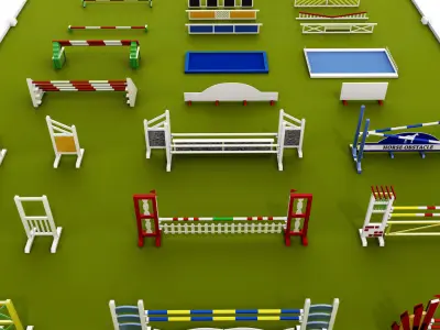 Horse jump obstacle full pack 3D model