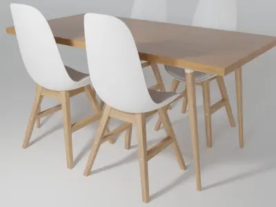 Dining table with chairs 3D model