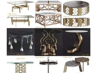 Side and coffee table 3d model collection  Low-poly 3D model