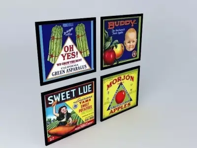vintage posters, quadros vintage, rótulos, labels Free 3D model