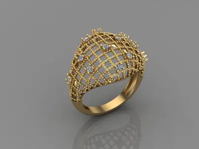 STL 3DM Print Ready Women Diamond Ring Lightweight Printable  3D print model 21