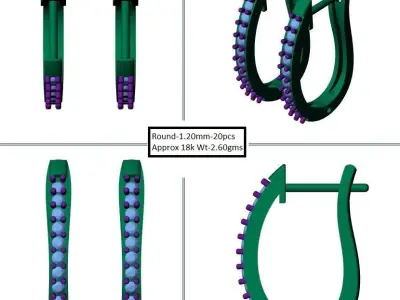 Wiggle hoop earrings approx 18k 3D print model