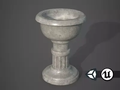 Marble Baptismal Font - PBR and Game Ready Low-poly 3D model