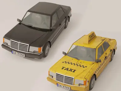 Mercedes Benz W1124 E-class Lowpoly game-ready Low-poly 3D model