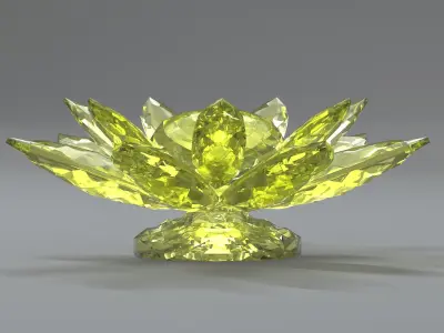Glass Flower Showpiece Yellow Low-poly 3D model