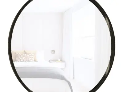 Travis Round Black Wall Mirror 3D model