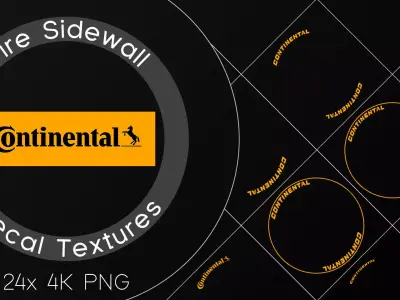 24x Continental tire sidewall 4K PNG decals Texture