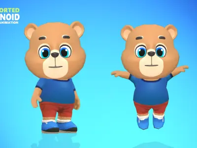 Bear Grizzly Animated Rigged Low-poly 3D model