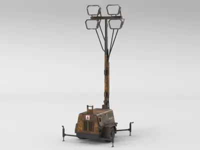 Ground Power Units 8K Rusty Mobile  Diesel Light Tower Generator Low-poly 3D model