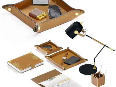 Leather Desk Accessories 3D model