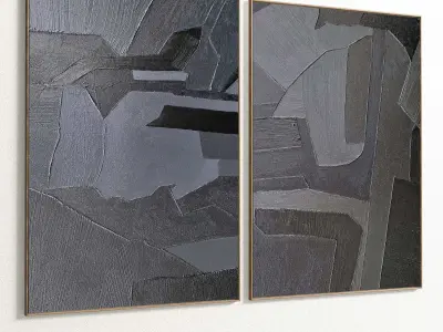 Plaster Two Photo Frame 327 Low-poly 3D model